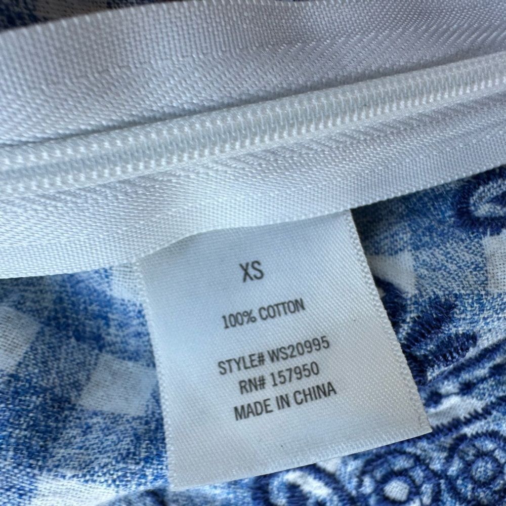 Blue Rain Blue and White Gingham Embroidered Peplum Cami Top - Picture 7 of 7
